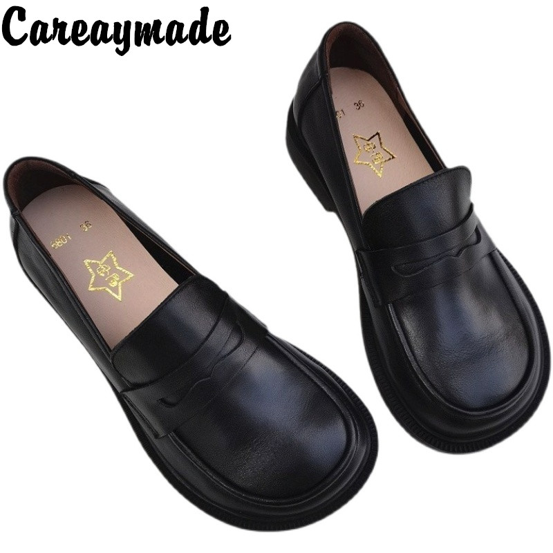 Leather Work Heels - Careaymade-Chaussures Oxford en cuir de vachette