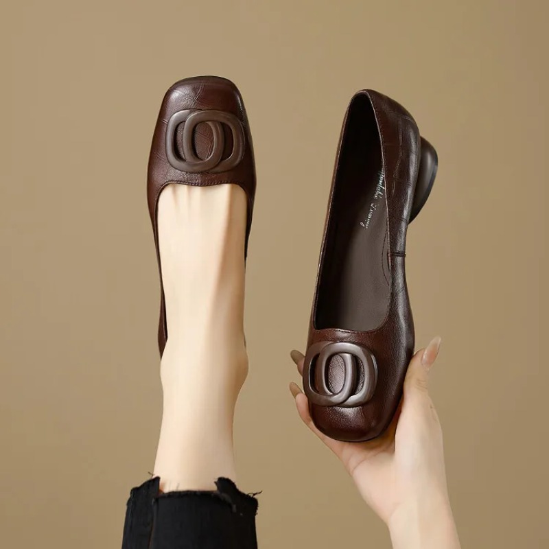 Leather Work Heels - Chaussures à talons pour femmes de