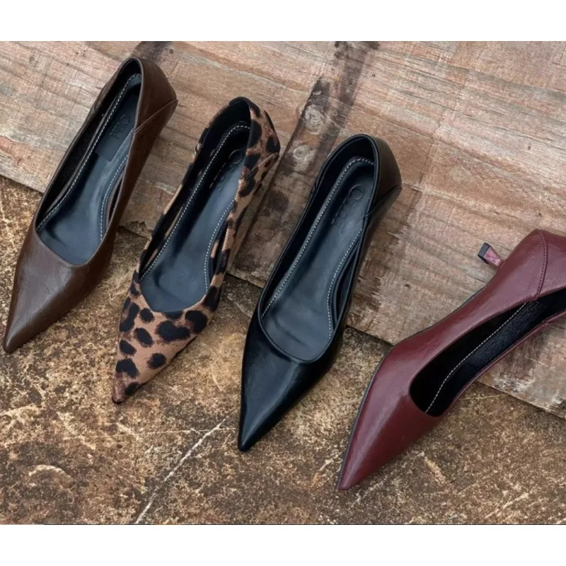 Leather Work Heels - Escarpins Sexy à talons hauts pour