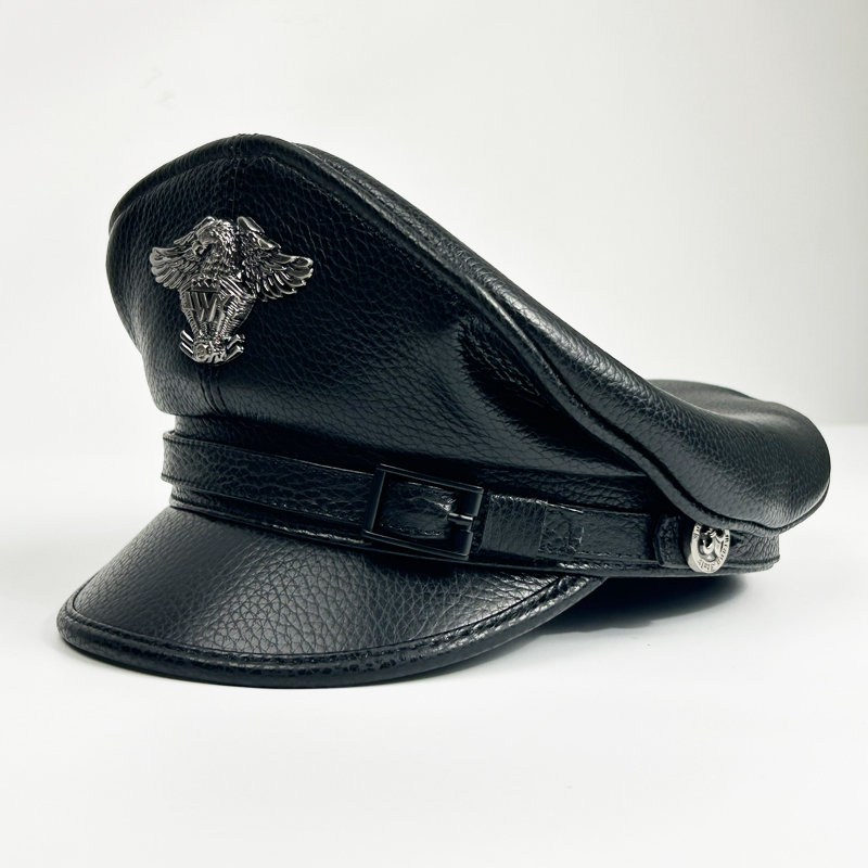 Leather Work Hat - Casquettes militaires allemandes rétro pour hommes,