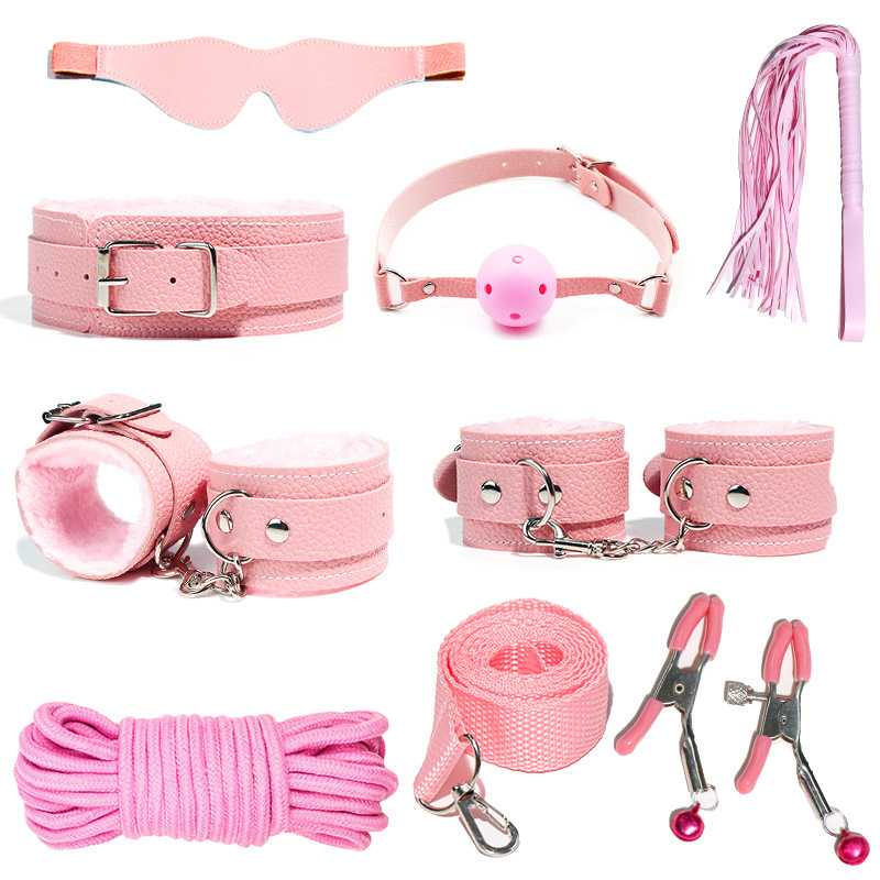 Leatherwork Kit - 6-10 pièces/ensemble Bondage sexuel menottes fouet