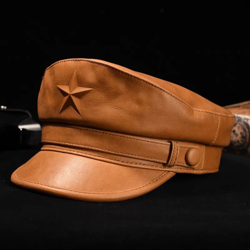 Casquette militaire plate rétr - Leather Work Hat avis et prix