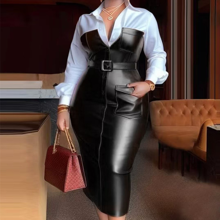 Robe Femme en Similicuir, Long - Leatherwork Midnight avis et prix