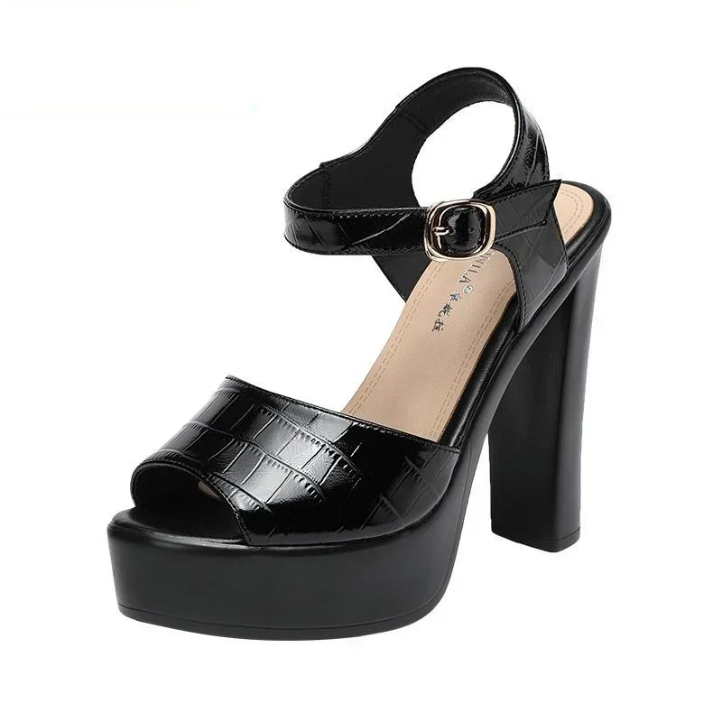 Sandales en cuir véritable à l - Leather Work Heels avis et prix
